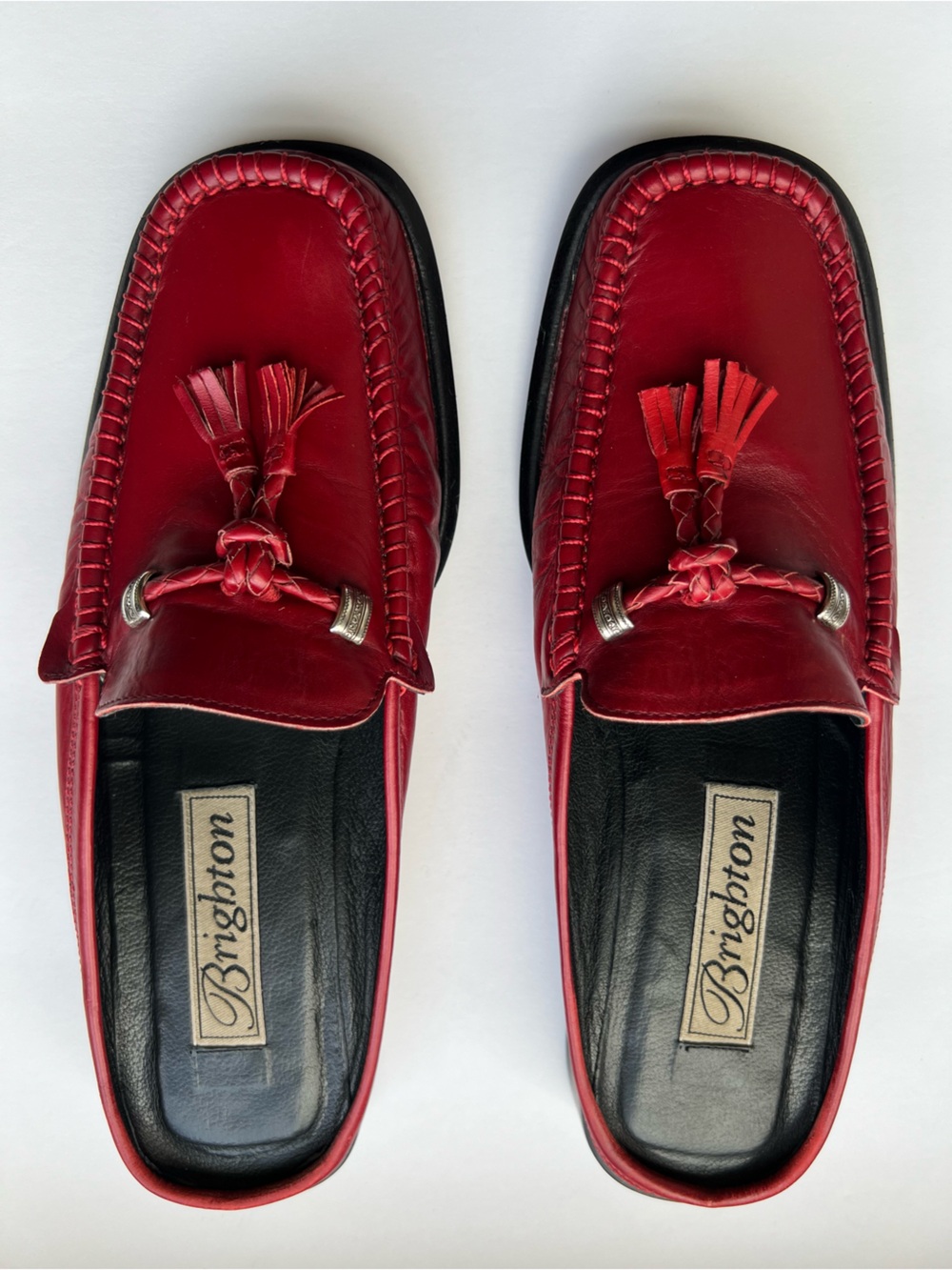Brighton women’s Red Leather Tassel Bit Mules - Picture 2 of 7
